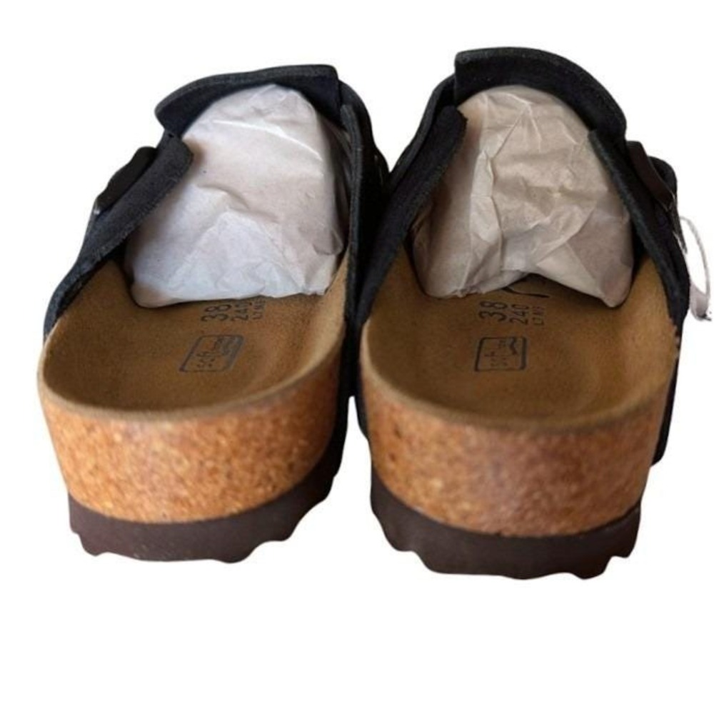 Birkenstock Boston BS Black Suede Soft Footbed Clogs‎ Mules Narrow Fit 38 NIB - Picture 3 of 10